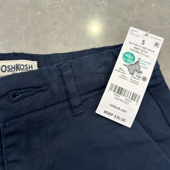 Size 5 Oshkosh B’Gosh navy blue uniform flat-front pants w/ adjustable waist - Picture 3 of 5